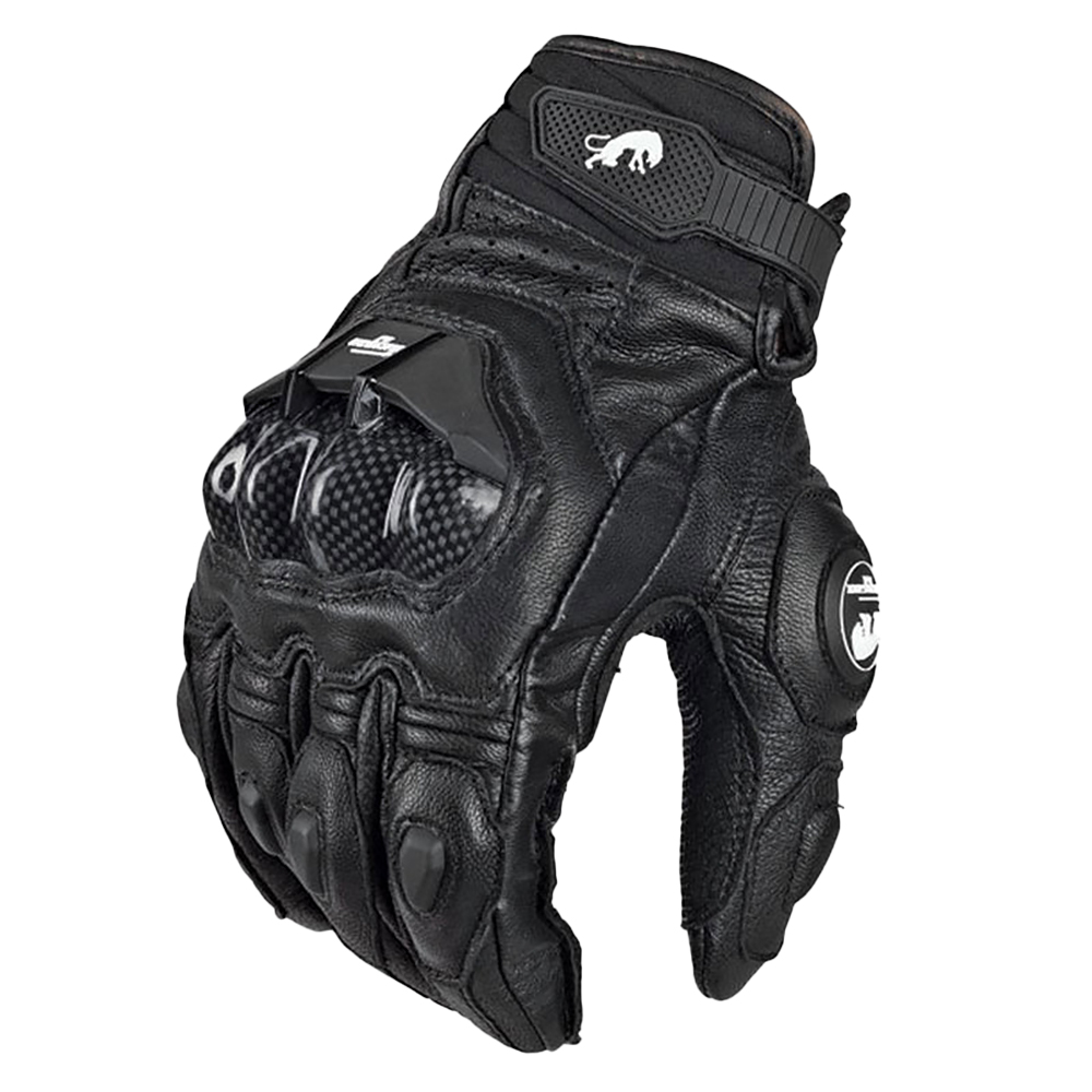 Men'S Fashion Gloves - ถุงมือหนังมอเตอร์ไซค์ AFS 6 ถุงมือป้องกันคาร์บอนไฟเบอร์สำหรับผู้ชาย สีดำ ถุงมือมอเตอร์ครอส