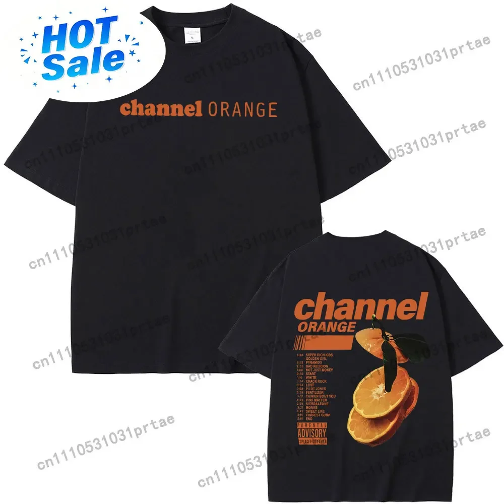 Graphic Tee Oversized - แร็ปเปอร์ แฟรงค์ แชแนล เสื้อยืดพิมพ์ลายสีส้ม เสื้อยืดโอเวอร์ไซส์ลายมหาสมุทร เสื้อยืดฮิปฮอปวินเทจสีบลอนด์