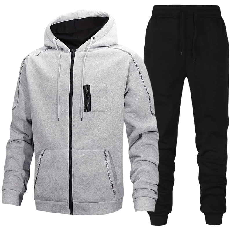 Men'S Fashion Zipper Hoodie - ชุดวอร์มแฟชั่นผู้ชาย เสื้อฮู้ดลำลอง เสื้อโค้ทสำหรับกิจกรรมกลางแจ้ง เสื้อผ้ากีฬา วิ่งจ๊อกกิ้ง ฤดูใบไม้ร่วง