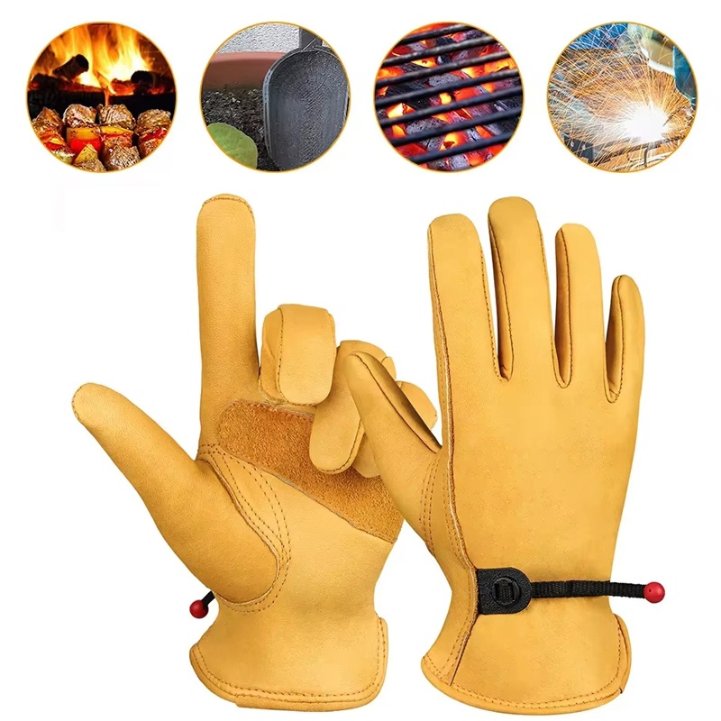 Men'S Fashion Gloves - ถุงมือหนังสำหรับผู้ชาย ถุงมือทำงาน หนังวัวนุ่ม สำหรับคนขับรถ ล่าสัตว์ ขับรถ