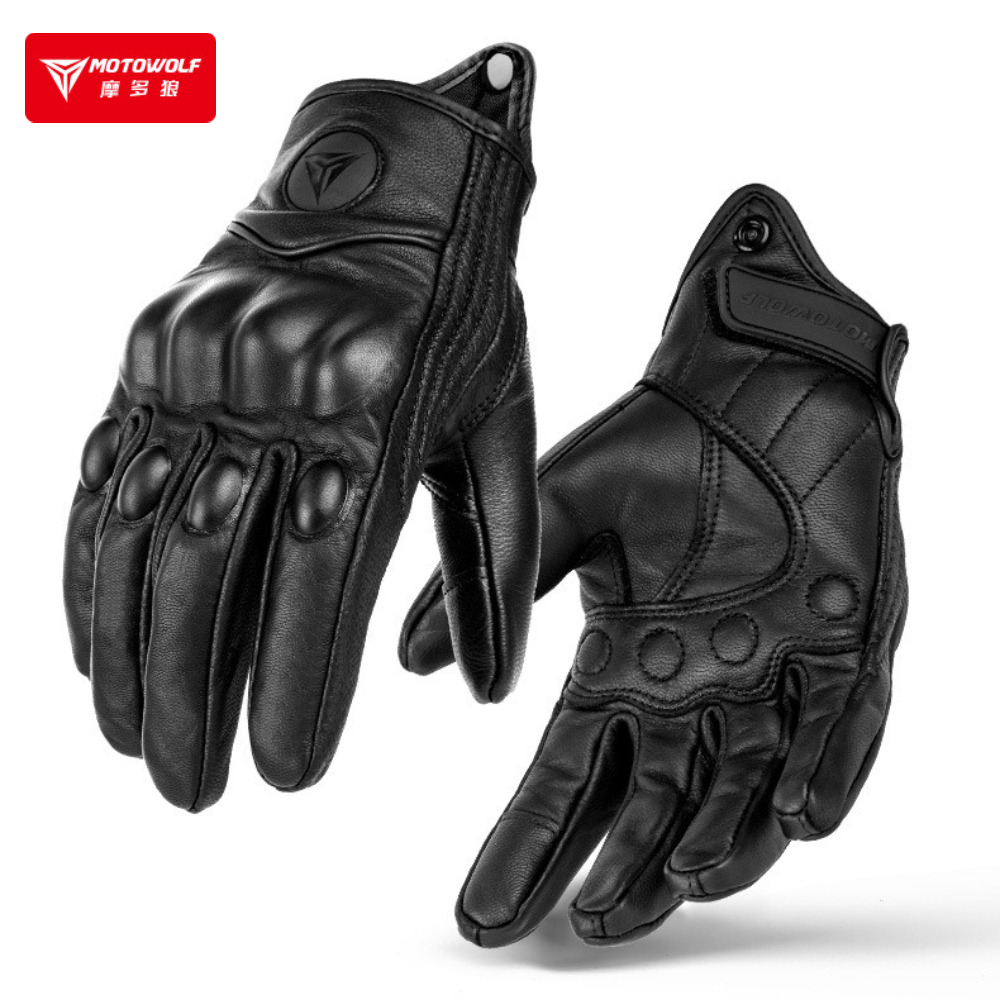 Men'S Fashion Gloves - ใหม่วินเทจถุงมือหนังสำหรับขี่มอเตอร์ไซค์ผู้ชายผู้หญิงทนต่อการสึกหรอกวนเตส ทัชสกรีนกันลื่นเรโทร โมโตไบเกอร์ถุงมือมอเตอร์ไซค์