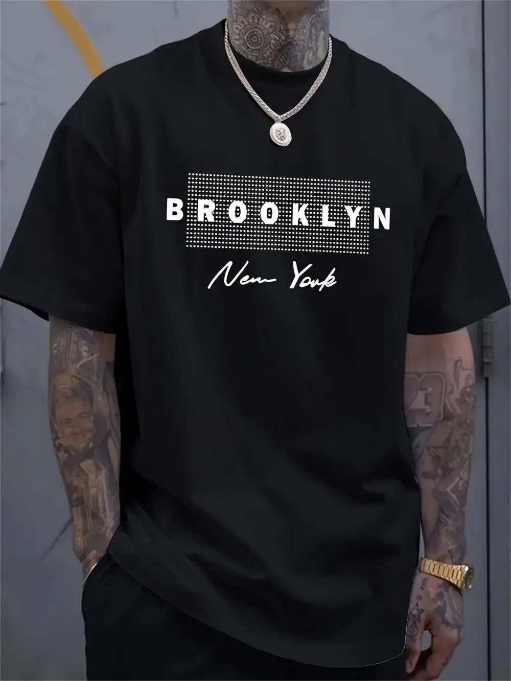 York Men'S Fashion - เสื้อยืดพิมพ์ลายตัวอักษรนิวยอร์กสำหรับผู้ชาย เสื้อยืดคอกลมแขนสั้นลำลองใส่ได้ทุกวัน สไตล์สตรีท โอเวอร์ไซส์ เสื้อผ้าผู้ชาย