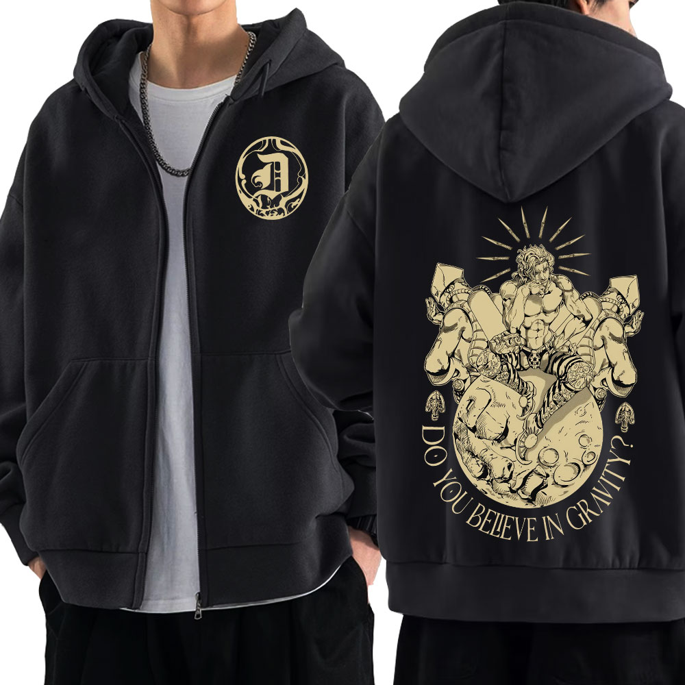 Men'S Fashion Zipper Hoodie - เสื้อฮู้ดซิปอนิเมะ Jojo's Bizarre Adventure ลาย Dio