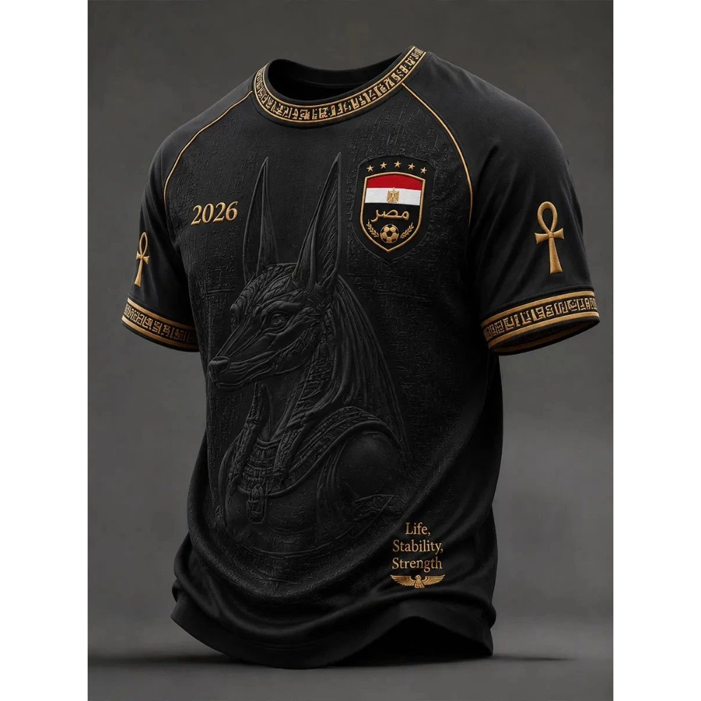 Men Fashion Egypt - เสื้อฟุตบอลทีมชาติอียิปต์ชาย รุ่นแร็กแลน ฤดูร้อน 2026 แห้งเร็ว ระบายอากาศดี