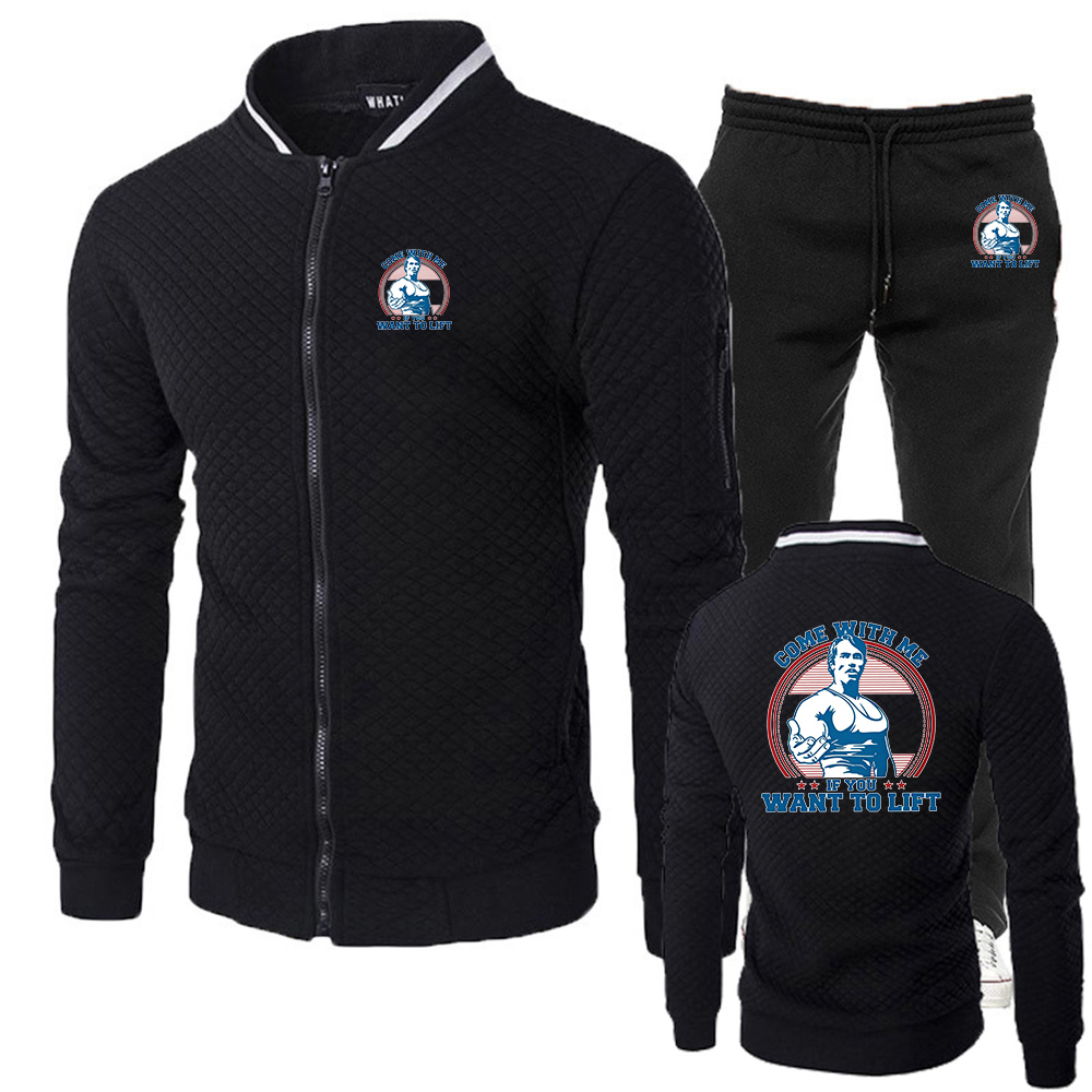 Men'S Fashion Zipper Hoodie - มาด้วยกันเถอะ ถ้าคุณอยากอัพลุคแฟชั่น ชุดวอร์มพิมพ์ลายสำหรับผู้ชาย เสื้อฮู้ดและกางเกงวอร์ม ชุดสองชิ้น เสื้อฮู้ด