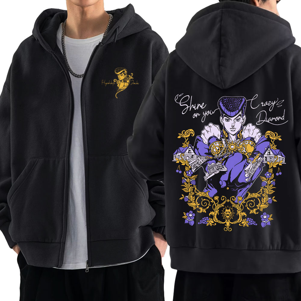 Men'S Fashion Zipper Hoodie - เสื้อฮู้ดซิปอนิเมะ Jojo's Bizarre Adventure ลายฮิกาชิกาตะ โจสุเกะ