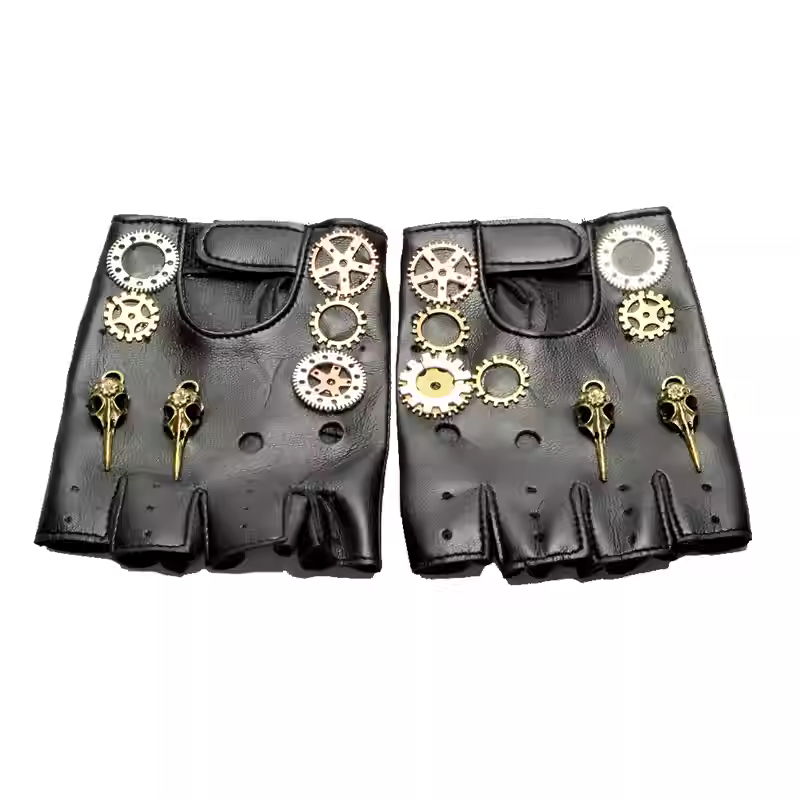 Men'S Fashion Gloves - Steampunk PU หนัง Fingerless เข็มทิศถุงมือผู้ชายผู้หญิงแฟชั่น Hip