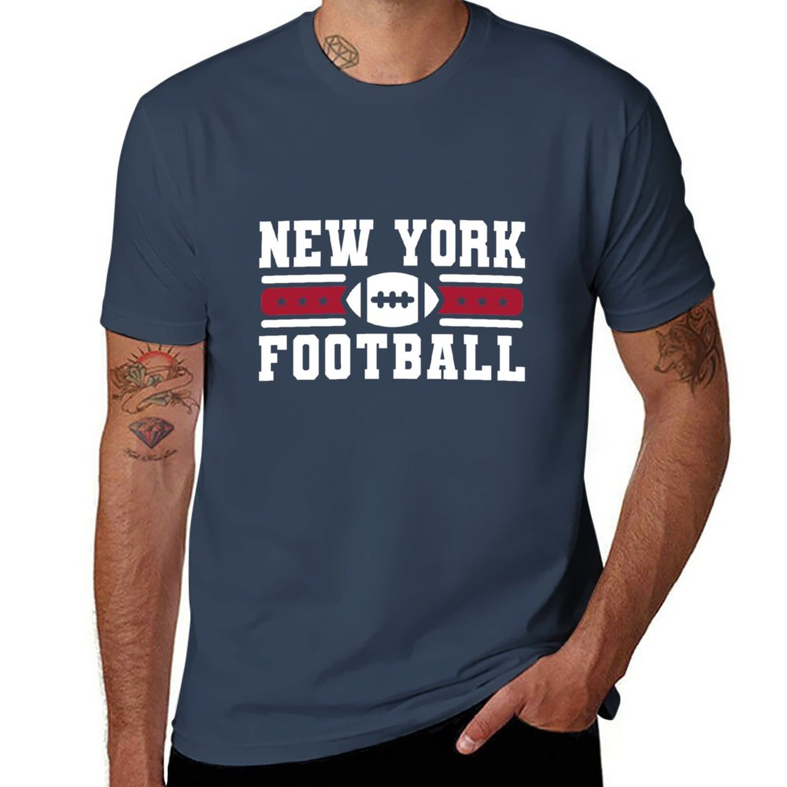 York Men'S Fashion - นิวยอร์กเสื้อยืดทีมฟุตบอล NY ย้อนยุคไจแอนท์โกลไลน์ MODE Korea ผู้ชายเสื้อยืดตัวใหญ่และสูง