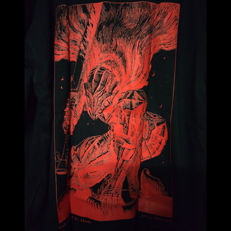 Graphic Tee Oversized - เสื้อยืดลายพิมพ์สองด้าน Berserk, เสื้อยืดสีดำทรงโอเวอร์ไซส์, ลายกราฟิกมังงะ Guts Berserker