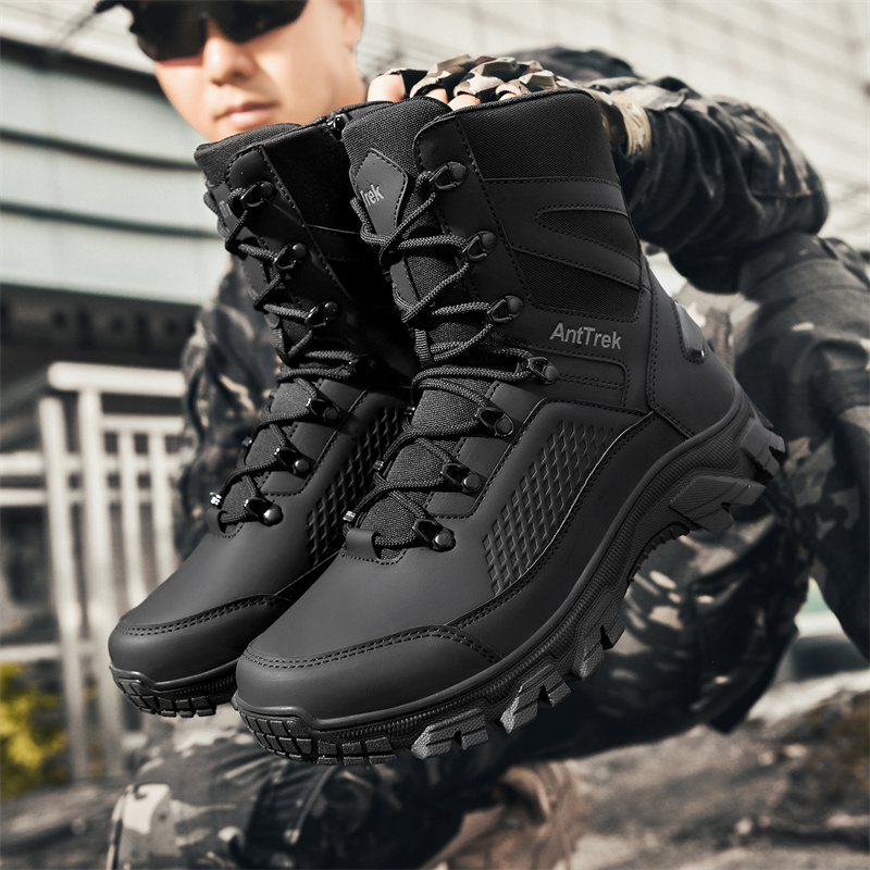 Men'S Fashion News - รองเท้าบูทเทรนนิ่งสำหรับผู้ชาย รองเท้าบูทหุ้มข้อสูงกันลื่นกันน้ำสำหรับทุกฤดูกาล รองเท้าบูทเดินป่าในป่าที่ทันสมัยและสวมใส่สบาย