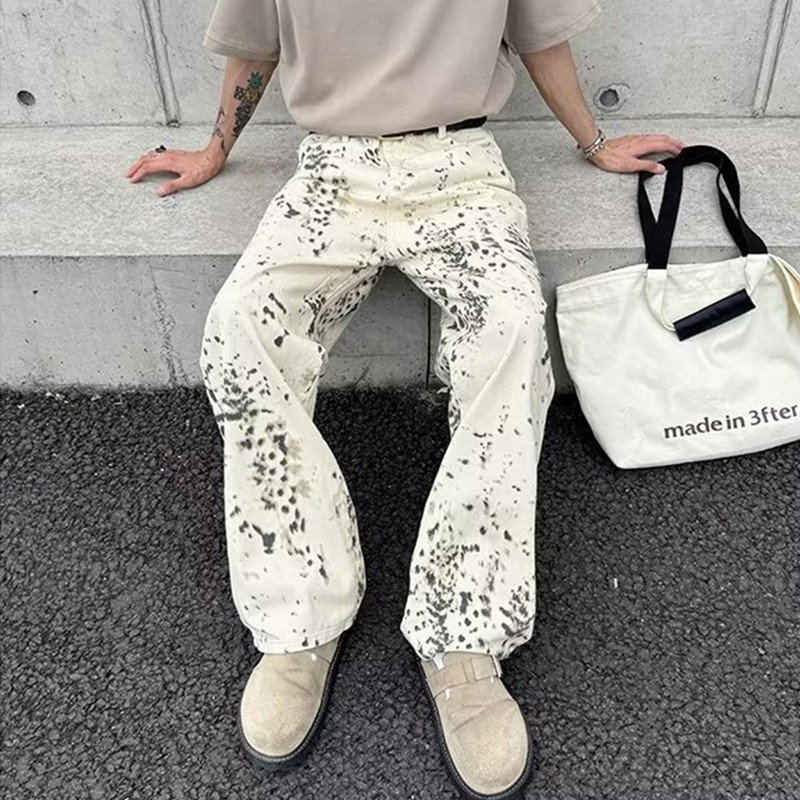 Mens Fashion In The 2000S - กางเกงยีนส์แฟชั่น Y2K ทรงหลวมสำหรับผู้ชาย, กางเกงยีนส์แฟชั่นสีขาว2000 2024ดีไซน์หรูหรากางเกงลำลองยาว