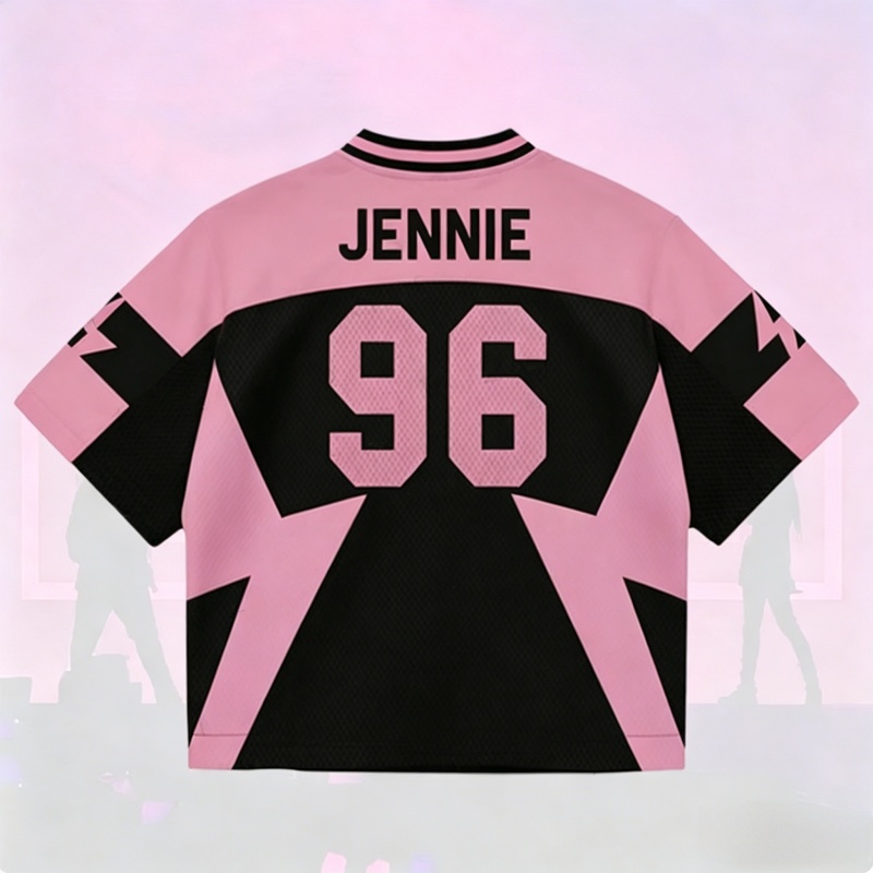 Men'S Fashion Pink Shirt - เสื้อยืดแขนสั้นสีชมพู-ดำ สไตล์สปอร์ต แฟชั่นฤดูร้อนปี 2026 สำหรับคอนเสิร์ตเกิร์ลกรุ๊ปเกาหลี ลำลอง
