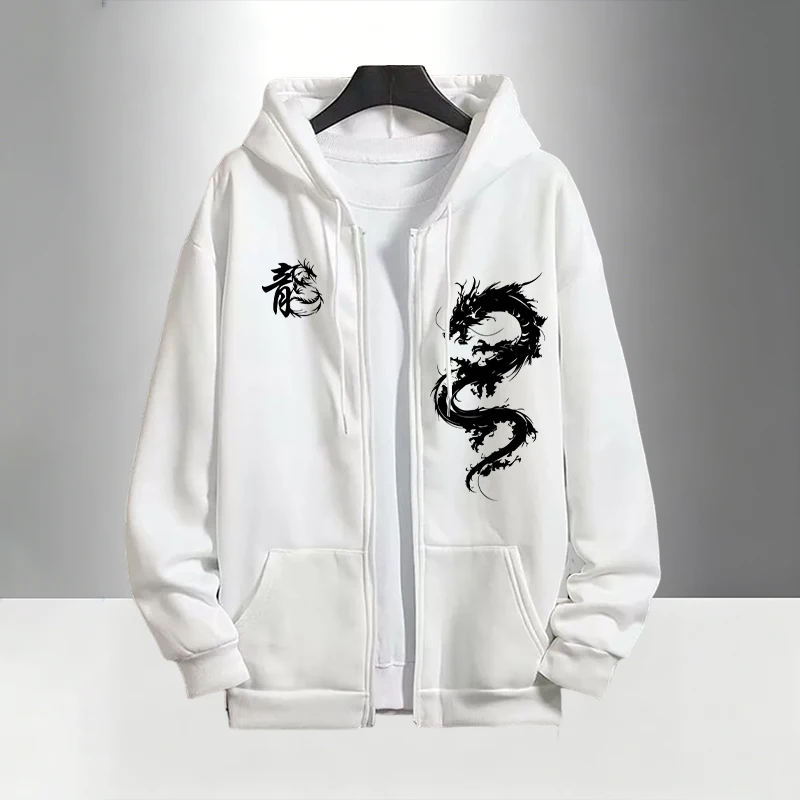 ชุดวอร์มลายมังกรจีนสำหรับผู้ชา - Men'S Fashion Zipper Hoodie บทวิจารณ์และราคา