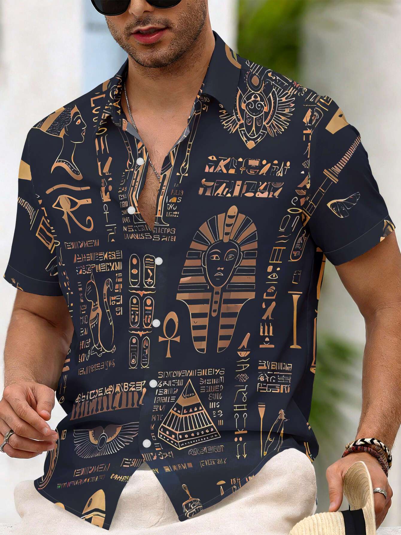 เสื้อเชิ้ตแขนสั้นลายอียิปต์โบร - Men Fashion Egypt บทวิจารณ์และราคา