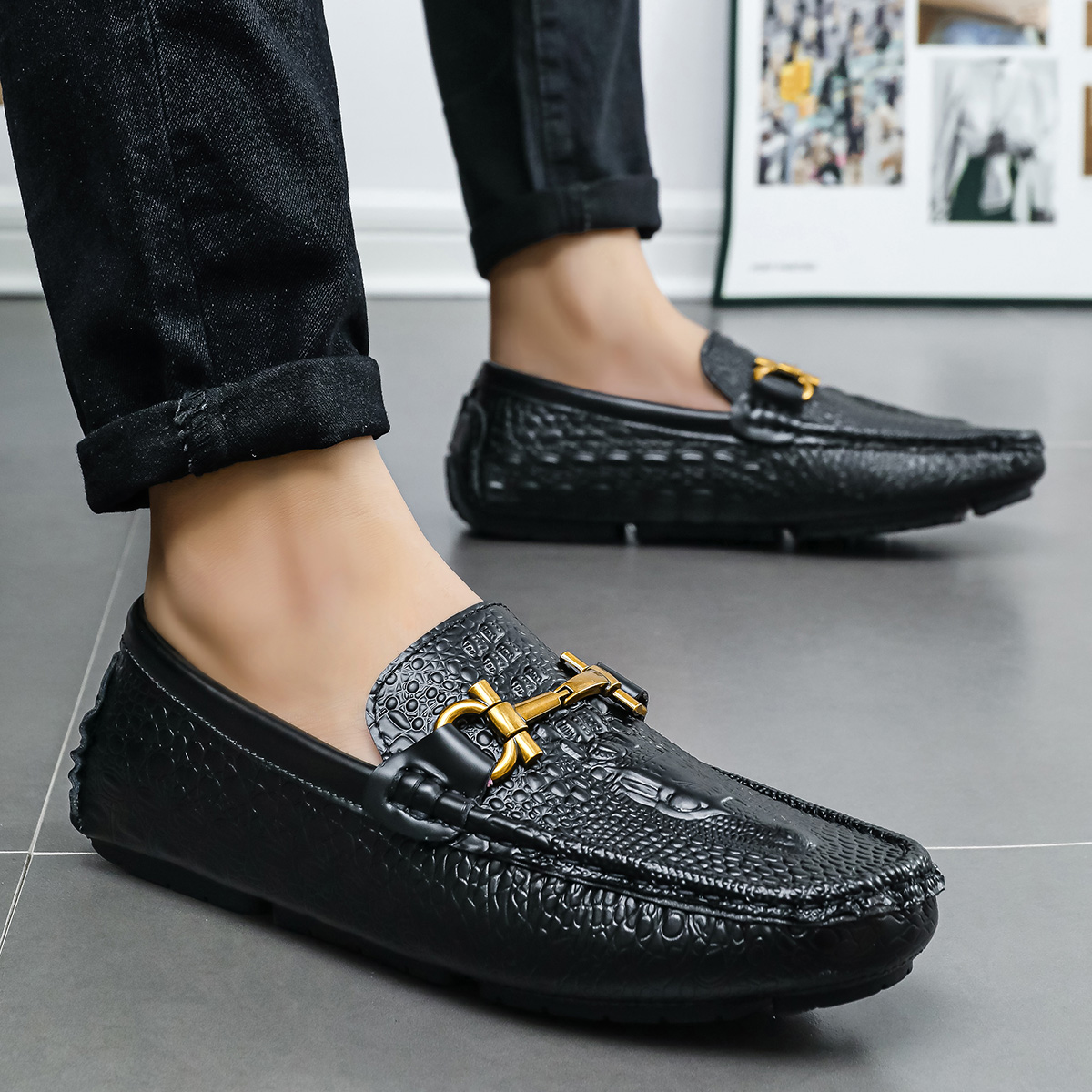 รองเท้าขับรถสำหรับผู้ชาย สีน้ำ - Men'S Fashion Loafers Shoes บทวิจารณ์และราคา