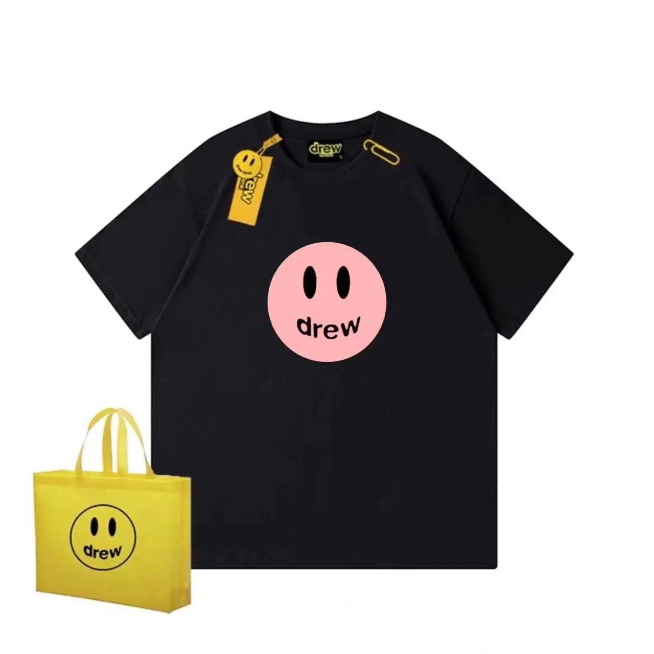 เสื้อยืดลายหน้ายิ้มสีชมพู Drew - Men'S Fashion Pink Shirt บทวิจารณ์และราคา