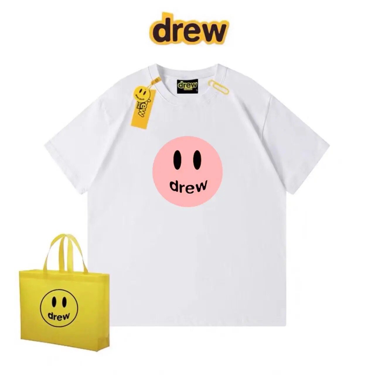 เสื้อยืดลายหน้ายิ้มสีชมพู Drew - Men'S Fashion Pink Shirt บทวิจารณ์และราคา