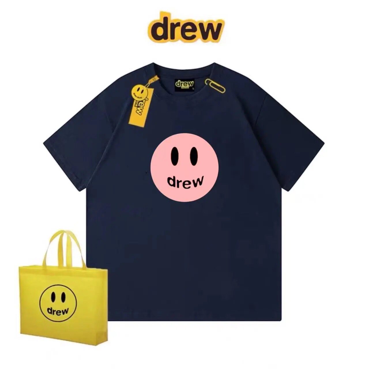 เสื้อยืดลายหน้ายิ้มสีชมพู Drew - Men'S Fashion Pink Shirt บทวิจารณ์และราคา