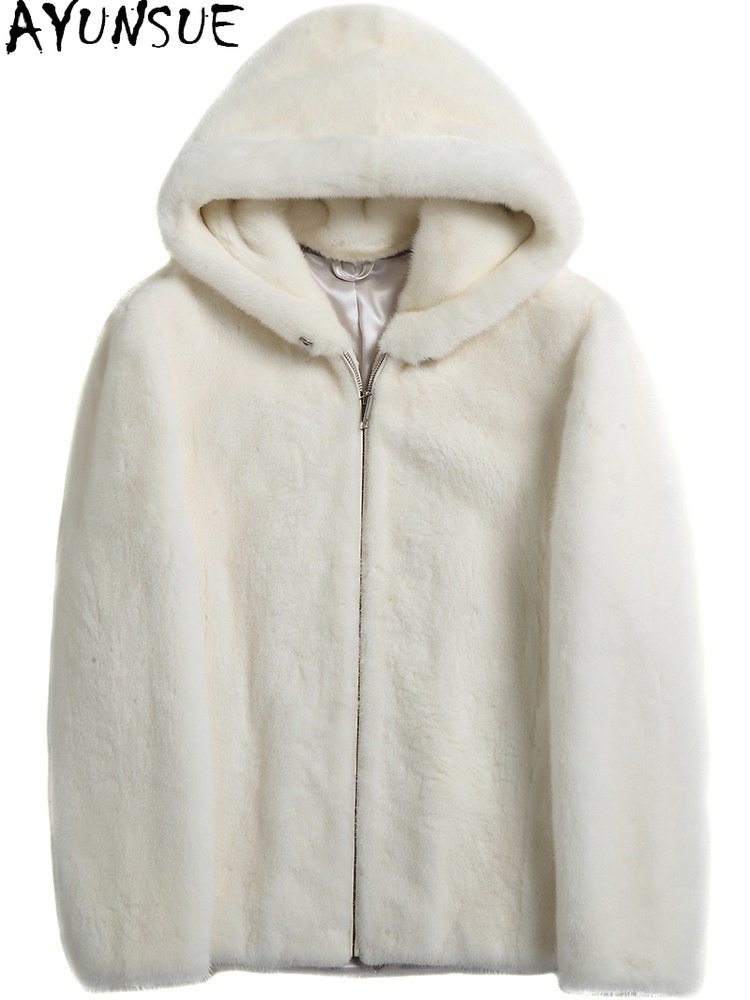 AYUSNUE เสื้อโค้ทขนมิงค์แท้สำห - Men'S Fashion Zipper Hoodie บทวิจารณ์และราคา