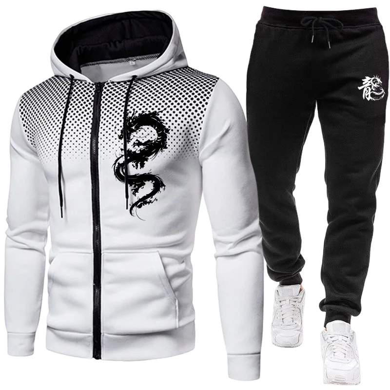 ชุดเซ็ตแฟชั่นลายพิมพ์มังกรปารี - Men'S Fashion Zipper Hoodie บทวิจารณ์และราคา