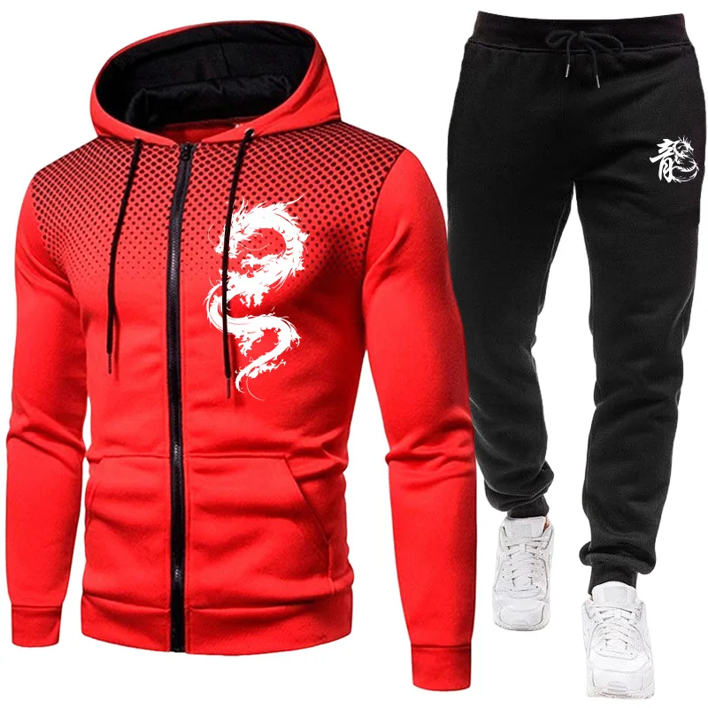 ชุดเซ็ตแฟชั่นลายพิมพ์มังกรปารี - Men'S Fashion Zipper Hoodie บทวิจารณ์และราคา