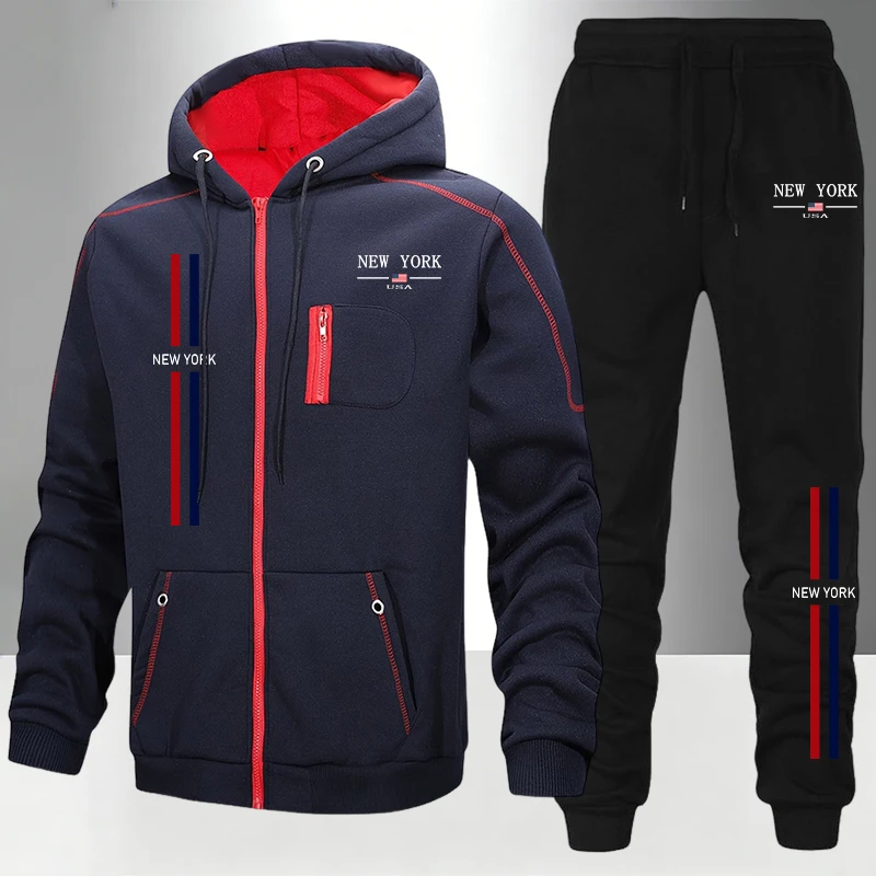 ชุดเซ็ต/เสื้อโค้ท/กางเกงผู้ชาย - Men'S Fashion Zipper Hoodie บทวิจารณ์และราคา