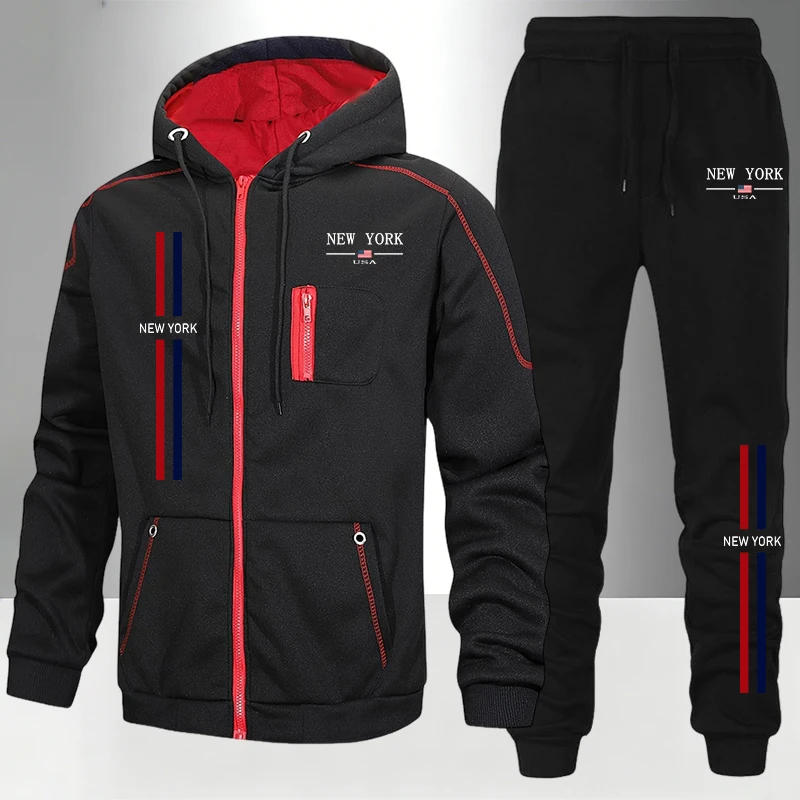 ชุดเซ็ต/เสื้อโค้ท/กางเกงผู้ชาย - Men'S Fashion Zipper Hoodie บทวิจารณ์และราคา