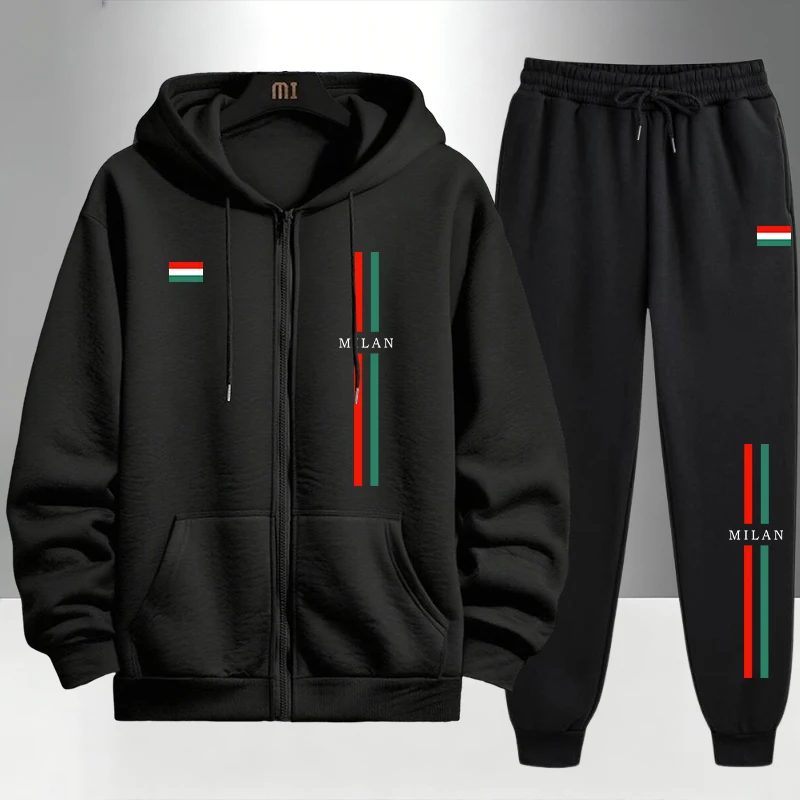 ชุดเซ็ตฮู้ดดี้ซิปและกางเกงวอร์ - Men'S Fashion Zipper Hoodie บทวิจารณ์และราคา