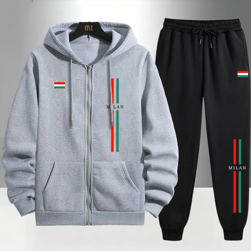 ชุดเซ็ตฮู้ดดี้ซิปและกางเกงวอร์ - Men'S Fashion Zipper Hoodie บทวิจารณ์และราคา