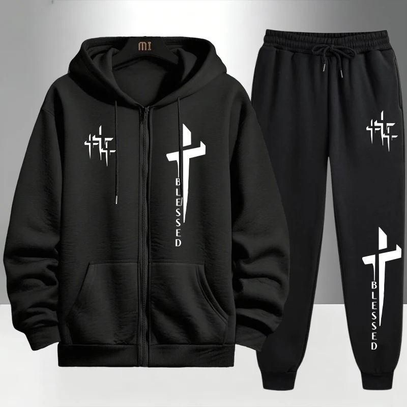 ชุดวอร์มพิมพ์ลาย Cross Blessed - Men'S Fashion Zipper Hoodie บทวิจารณ์และราคา