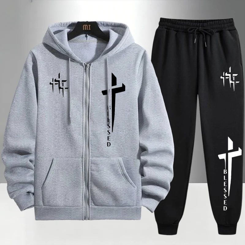 ชุดวอร์มพิมพ์ลาย Cross Blessed - Men'S Fashion Zipper Hoodie บทวิจารณ์และราคา