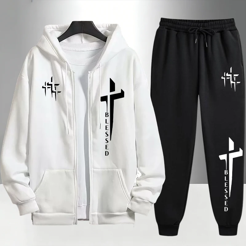 ชุดวอร์มพิมพ์ลาย Cross Blessed - Men'S Fashion Zipper Hoodie บทวิจารณ์และราคา